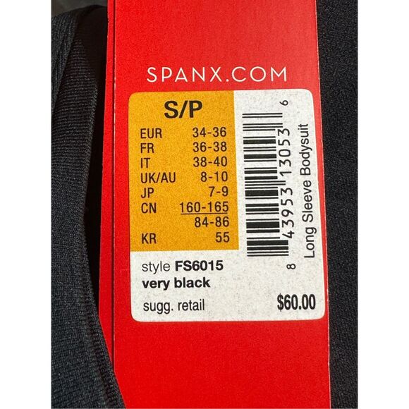 Spanx NWT size Small BLACK Long Sleeve Bodysuit FS6015 - Picture 4 of 6